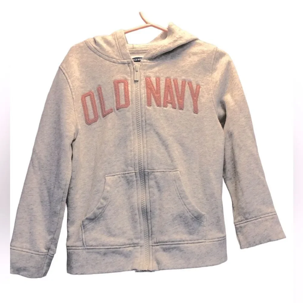Old Navy zip up hooded sweatshirt, gray/pink, 5T (2 available)